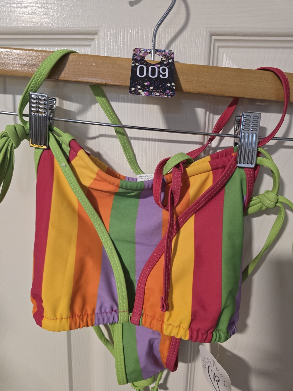 Women’s Multicolor Stripe Tie-Top Bikini - Bright Rainbow